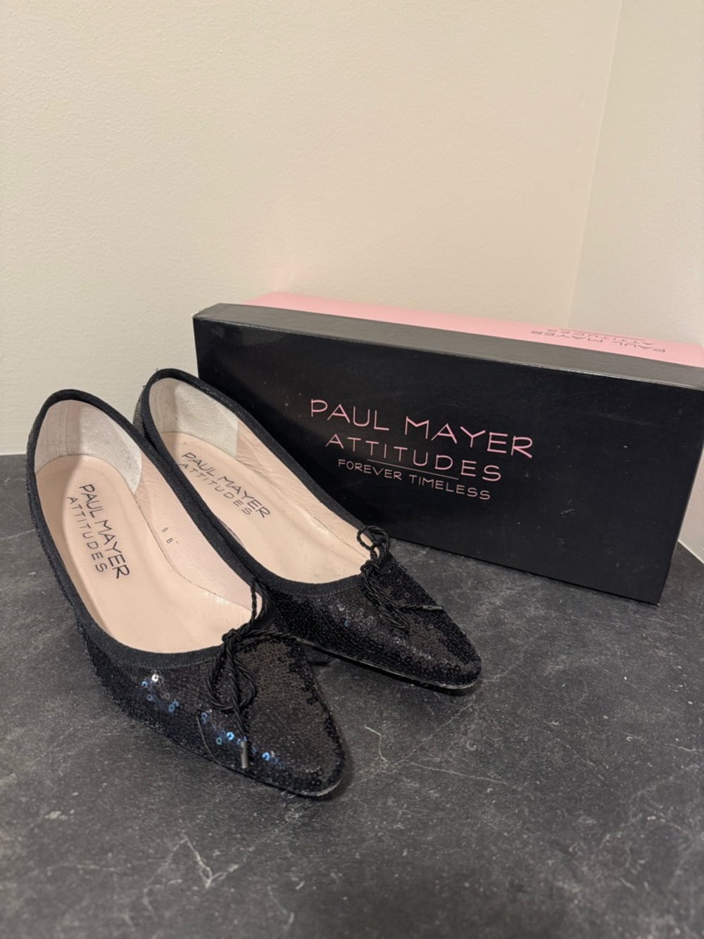 PAUL MAYER ATTITUDES Black Sequin Kitten heels